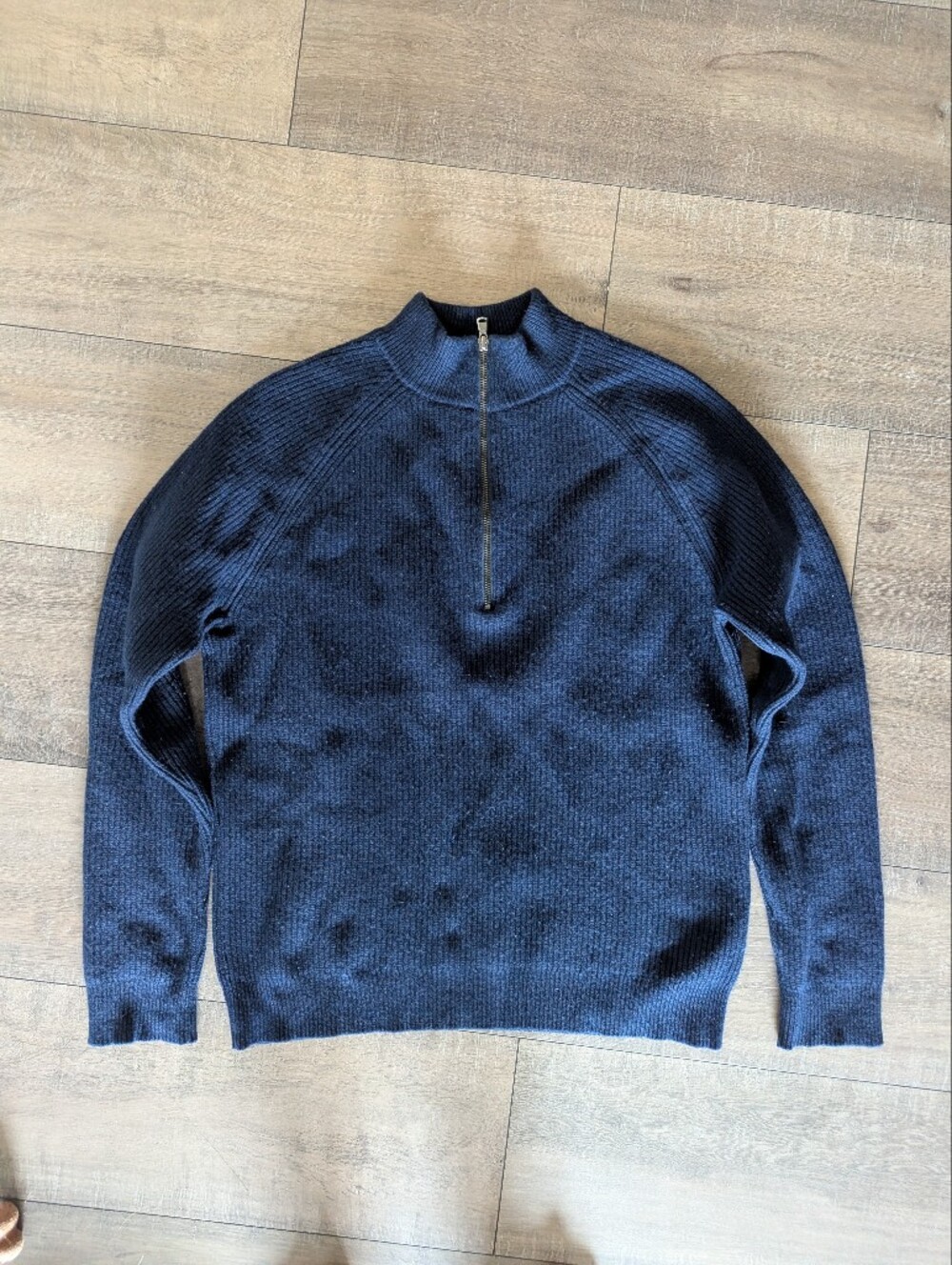 Sunspel Merino Wool Men's Half-Zip Sweater - Navy Blue